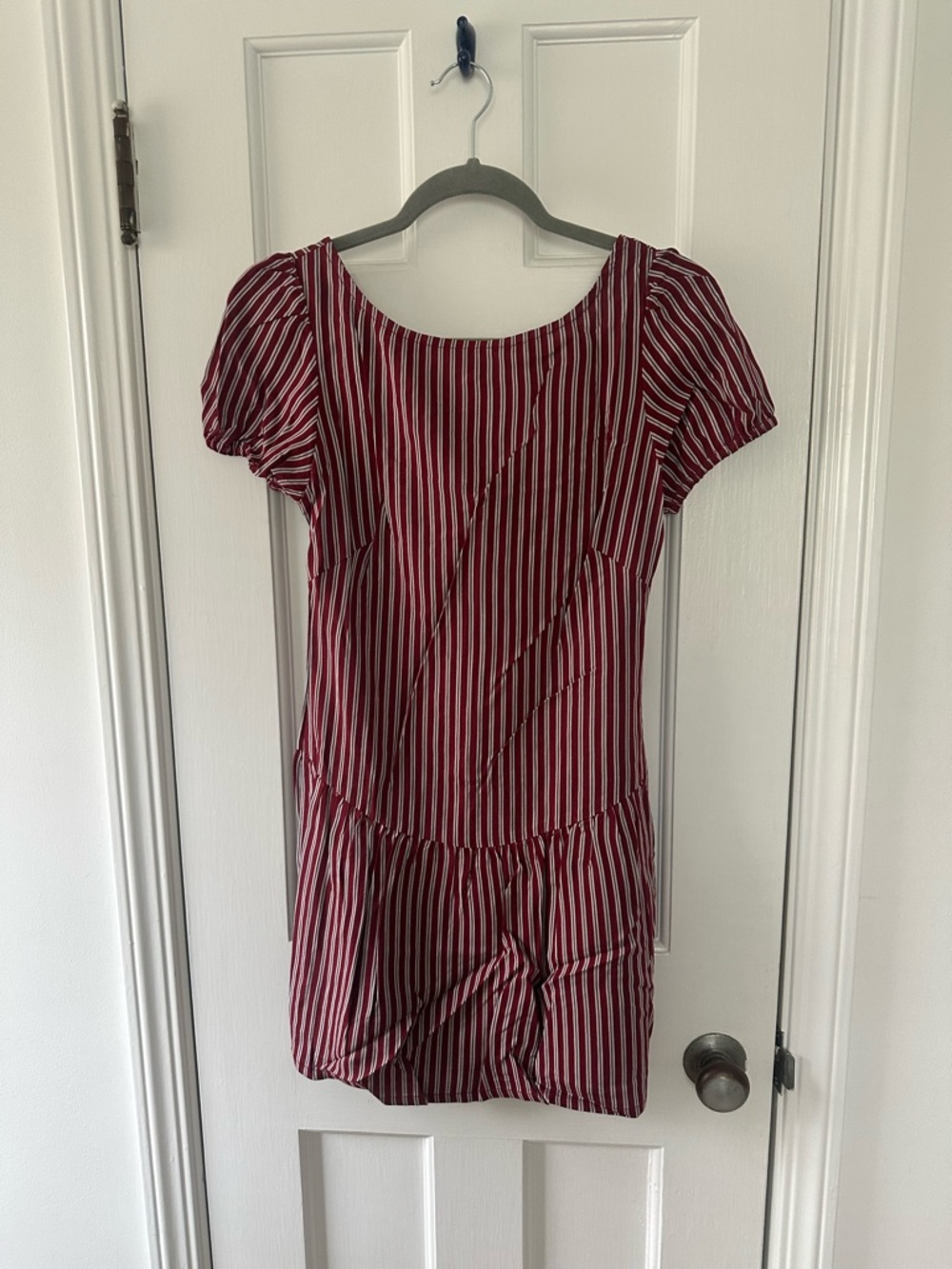 Motel Rocks Burgundy and White Striped Mini Summer Dress